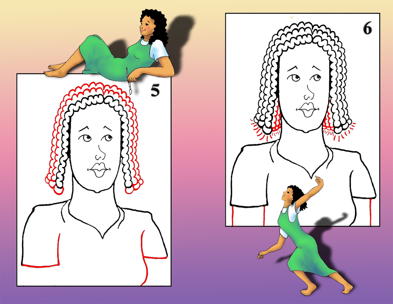 girl with braids lesson page 3